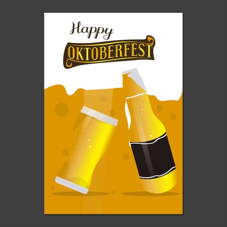 Oktoberfest poster with a glass and bottle mugのイラスト素材