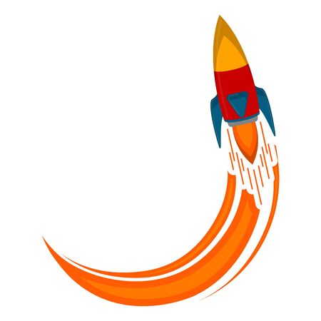 Rocket taking off image on a whiteのイラスト素材