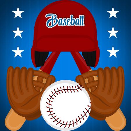 Baseball poster with a baseball gloves, bats and ballのイラスト素材