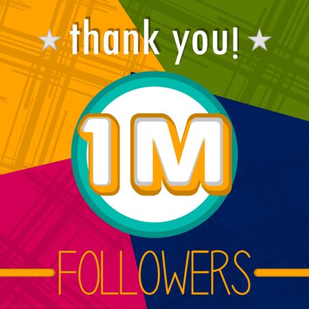 1M followers banner. Thank subscriptionのイラスト素材