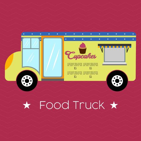 Cupcake food truck. Street food - Vector illustrationのイラスト素材