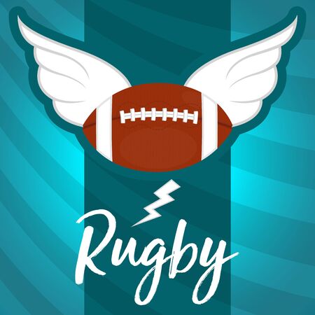 Rugby poster with a ball and wings - Vector illustrationのイラスト素材