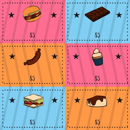 Food, drinks and desserts menu. Restaurant menu design - Vector illustrationのイラスト素材