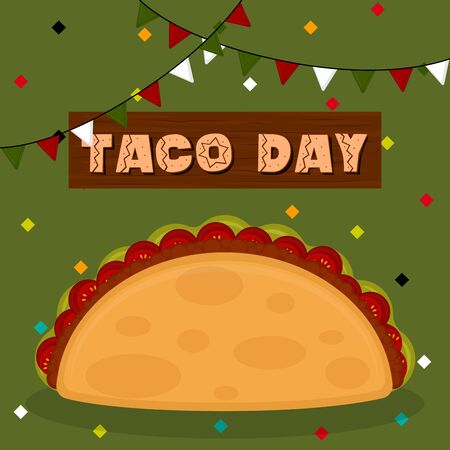 Taco day poster. Taco image - Vector illustrationのイラスト素材