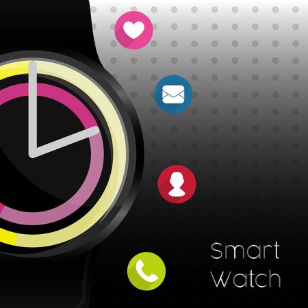 Smartwatch in a poster. Digital clock - Vector illustrationのイラスト素材