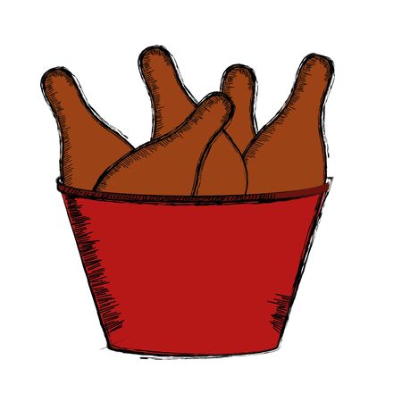 Colored sketch of a bowl of chicken - Vector illustrationのイラスト素材