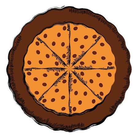 Colored sketch of a pizzza - Vector illustrationのイラスト素材