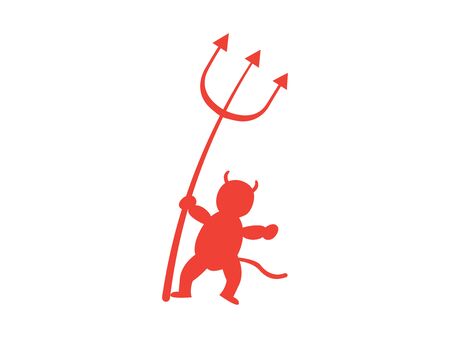 Red silhouette of a diablo cartoon. Halloween concept - Vector illustration