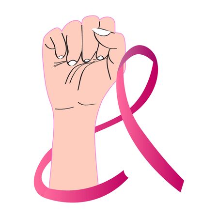 Breast cancer poster with an awareness ribbonのイラスト素材
