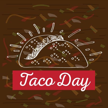 Taco day poster. Traditional mexican celebrationのイラスト素材