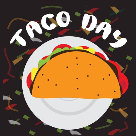 Taco day poster. Traditional mexican celebrationのイラスト素材