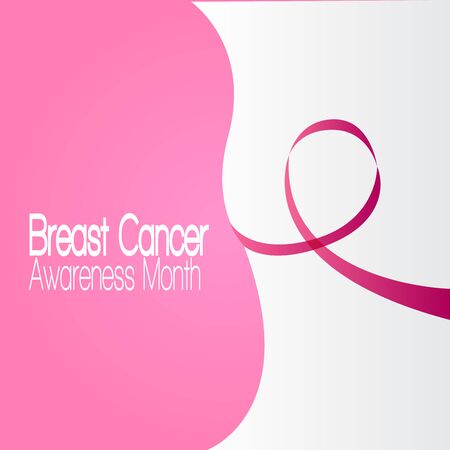 Breast cancer poster with an awareness ribbon - Vector illustrationのイラスト素材