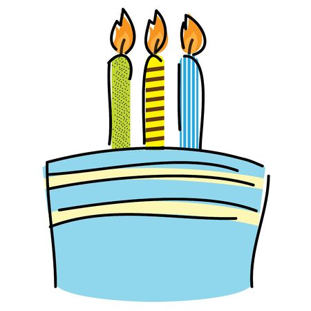 Isolated sketch of a birthday cake with candles - Vector illustrationのイラスト素材