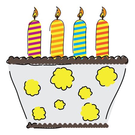 Isolated sketch of a birthday cake with candles - Vector illustrationのイラスト素材
