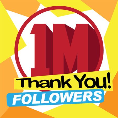 Thank you for reaching one million followers poster - Vector illustrationのイラスト素材
