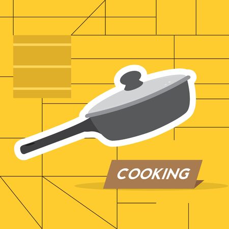 Isolated frying pan over a colored background - Vectorのイラスト素材