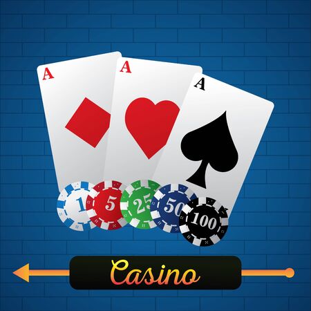 Poker chips and cards on a casino background - Vector illustrationのイラスト素材