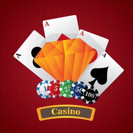 Poker chips and cards on a casino background - Vector illustrationのイラスト素材