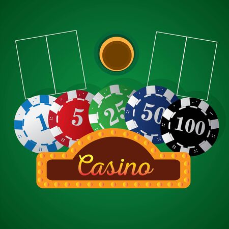 Poker chips on a casino background - Vector illustrationのイラスト素材