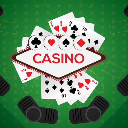 Blackjack board with poker cards - Casino vector illustrationのイラスト素材