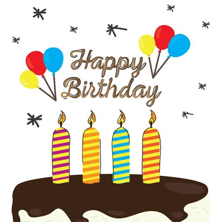 Happy birthday cake with a cake and candles - Vector illustration