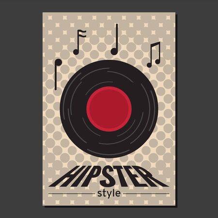 Hipster poster with a vinyl disc - Vector illustrationのイラスト素材