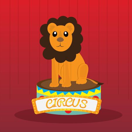 Leon on stage. Circus concept - Vector illustraitonのイラスト素材