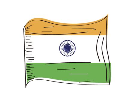 Flag of India. Hand drawing - Vector illustrationのイラスト素材