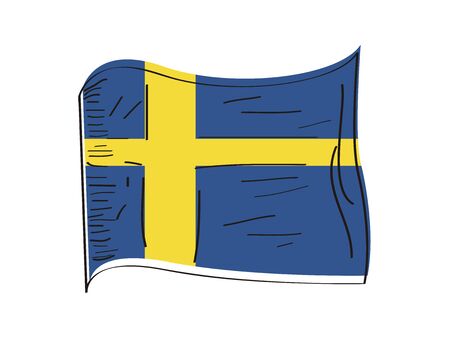 Flag of Sweden. Hand drawing - Vector illustrationのイラスト素材
