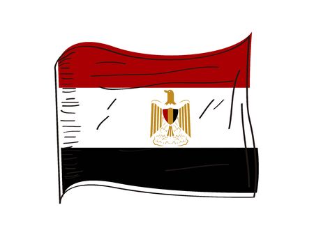 Flag of Egypt. Hand drawing - Vector illustrationのイラスト素材