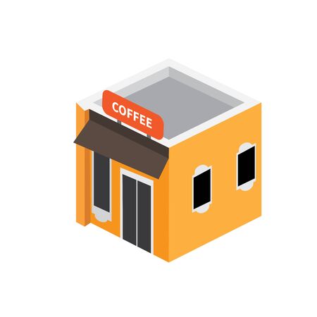 Isolated 3D coffee shop building - Vector illustrtaionのイラスト素材