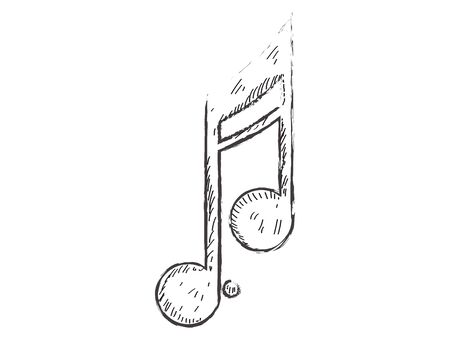 Isolated sixteenth musical note sketch - Vector illustrationのイラスト素材