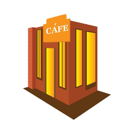 Isolated 3D coffee shop building - Vector illustrtaionのイラスト素材