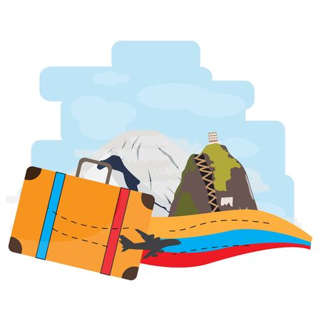 Travel to Colombia, Famouse mountain places - Vector illustrationのイラスト素材
