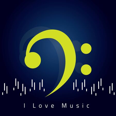 Bass clef icon over a colored background - Vectorのイラスト素材