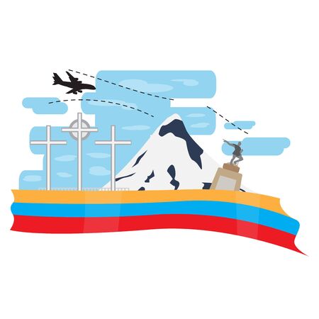 Travel to Colombia. Ruiz peak mountain landscape - Vector illustrationのイラスト素材
