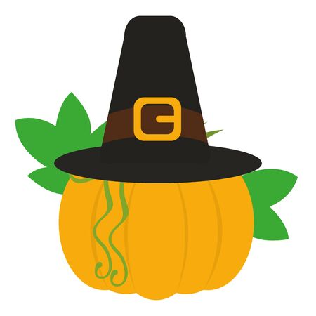 Pumpkin icon with a pilgrim hat - Vectorのイラスト素材
