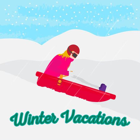 Winter vacation poster. Winter sports - Vector illustrationのイラスト素材