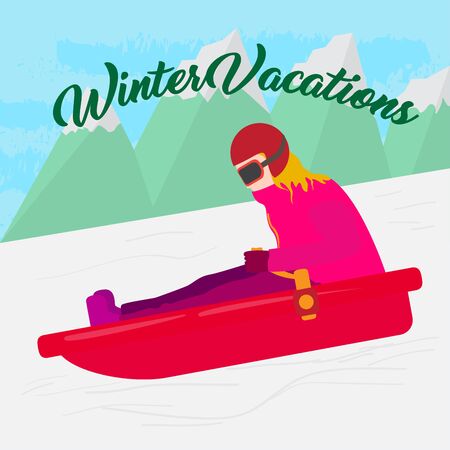 Winter vacation poster. Winter sports - Vector illustrationのイラスト素材