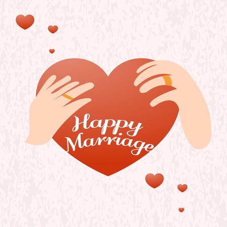 Heart in a couple hands. Happy marriage illustration - Vectorのイラスト素材