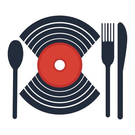 Restaurant logo with cutlery and plate - Vector illustrationのイラスト素材
