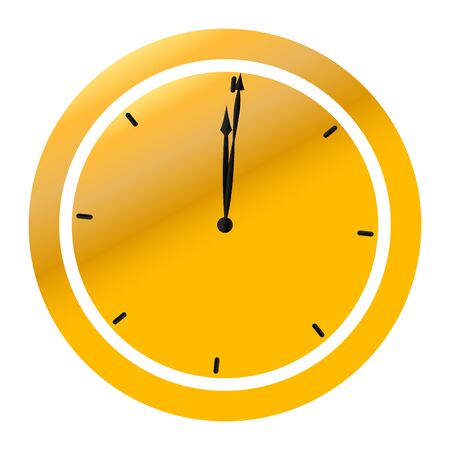 Golden clock icon over a white background - Vectorのイラスト素材
