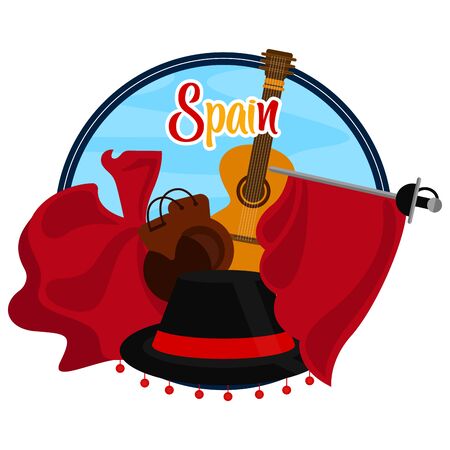 Travel to Spain poster with traditional objects - Vectorのイラスト素材