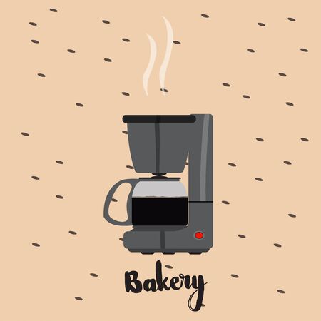 Vintage bakery poster with a coffee machine - Vectorのイラスト素材