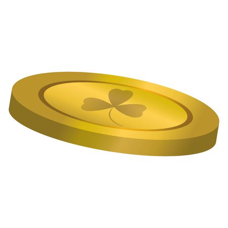 Isolated golden clover coin. Saint Paticks day - Vectorのイラスト素材