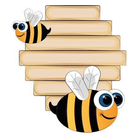 Isolated honeycomb with bees cartoon - Vector illustrationのイラスト素材