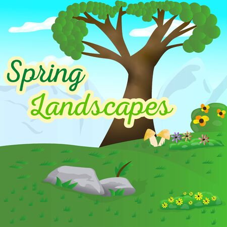Natural spring landscape. Spring background. Natural enviroment - Vectorのイラスト素材
