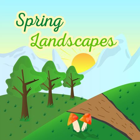Natural spring landscape. Spring background. Natural enviroment - Vectorのイラスト素材