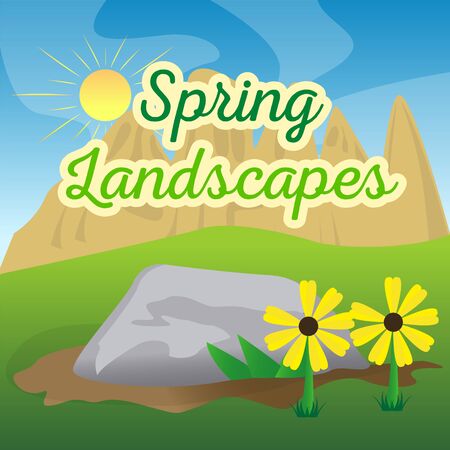 Natural spring landscape. Spring background. Natural enviroment - Vectorのイラスト素材