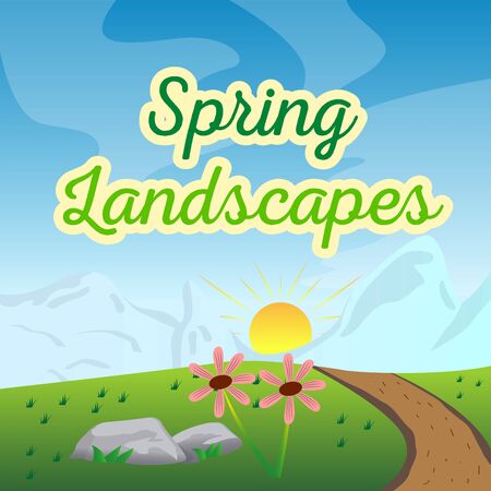 Natural spring landscape. Spring background. Natural enviroment - Vectorのイラスト素材